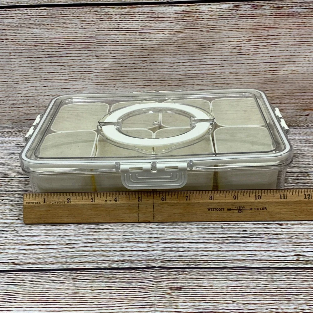 Clear Plastic Container Food‎ Storage Box 8 Removable Compartments Kitchen